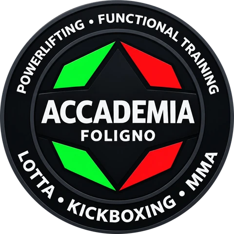 Logo Accademia Foligno: powerlifting, functional training, lotta, kickboxing, MMA